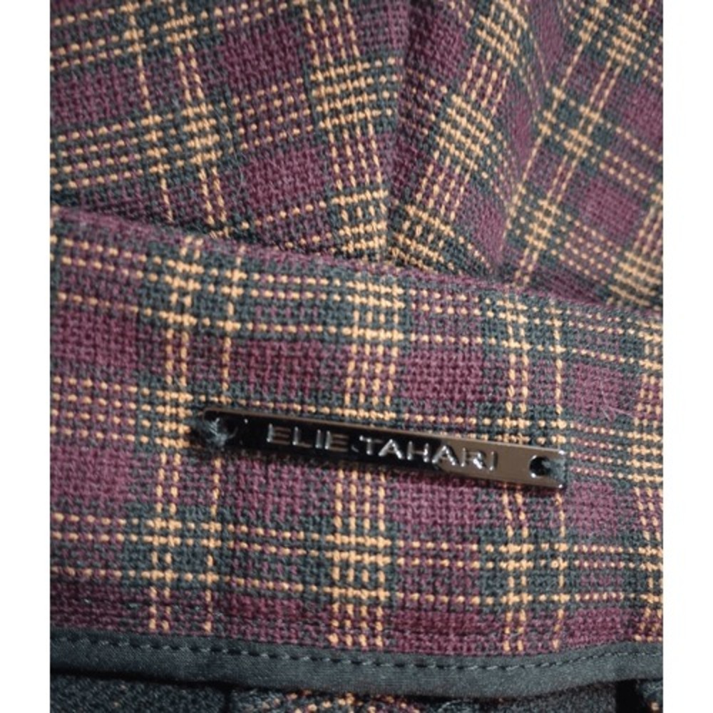 Elle‎ Tahari Pants Ladies 6 Maroon Plaid Ankle Straight Leg - Picture 5 of 8